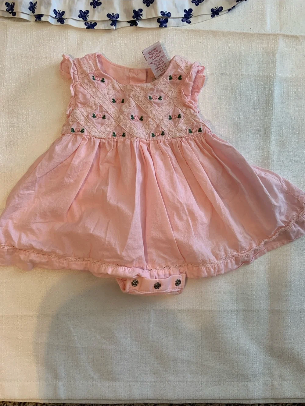 12 months bundle Carter's Pink Embroidered Ruffle Romper Dress 4 pieces